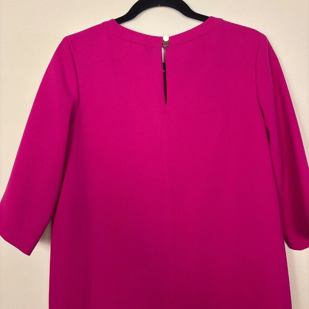 KATE SPADE Demi Scallop Shift Mini Dress Sweetheart Pink Women Size 4 3/4 Sleeve